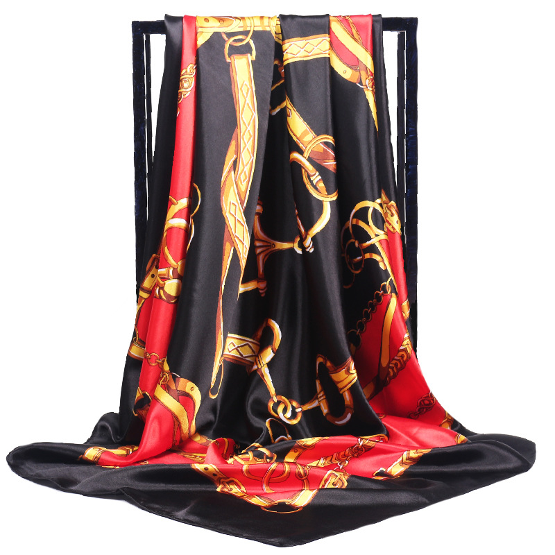 Face Scarf Mask - Lenço de seda feminino 90*90cm, bandana,