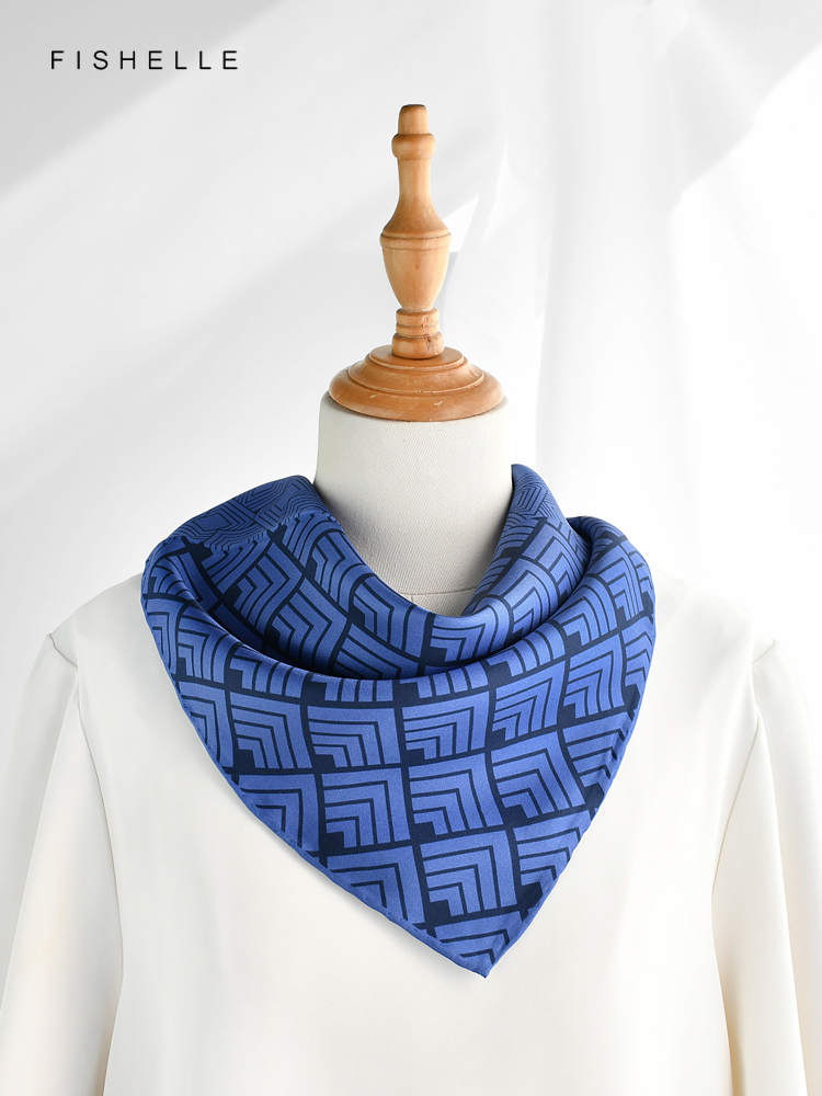 Lenço de seda estampado geomét - Ascot Neck Scarf avaliação e preço