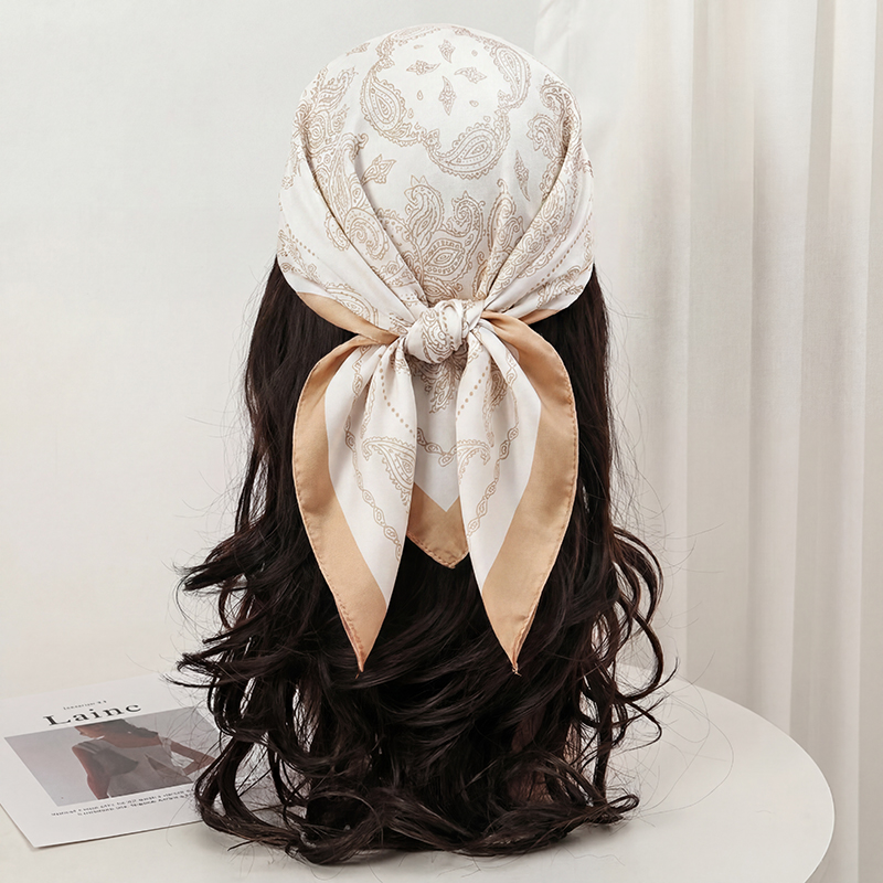 Lenço Quadrado Vintage Bege co - Head Wrap Turban avaliação e preço