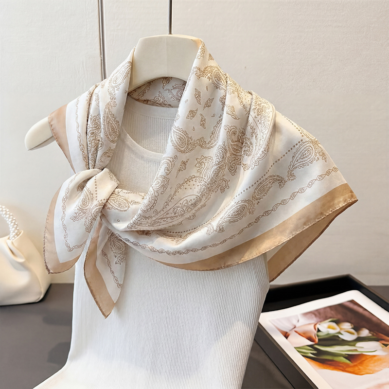 Lenço Quadrado Vintage Bege co - Head Wrap Turban avaliação e preço