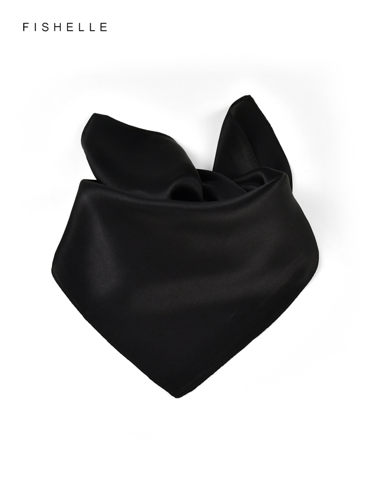 Cor sólida preto lenço de seda - Silk Neck Scarf avaliação e preço